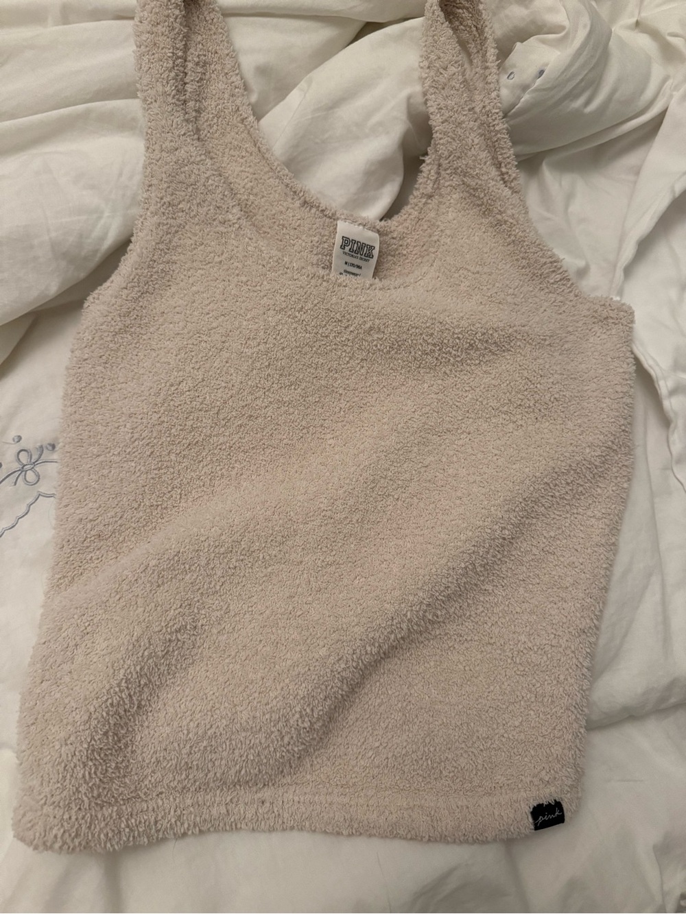 PINK Victoria's Secret Plush Fleece Tank Top in Light Beige